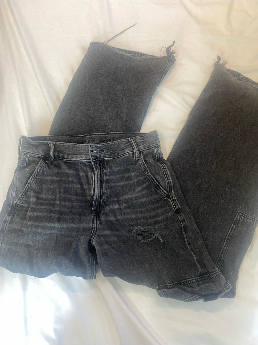 American Eagle Outfitters Black Washed Wide Leg Jeans